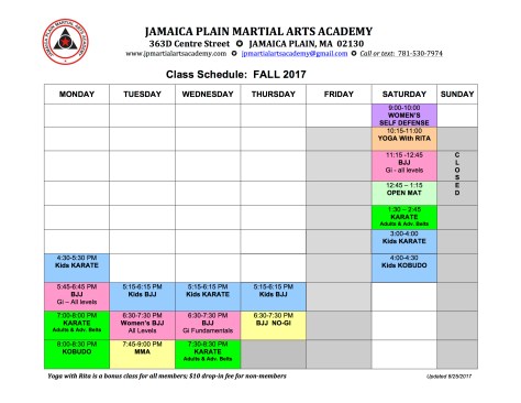2017 FALL schedule