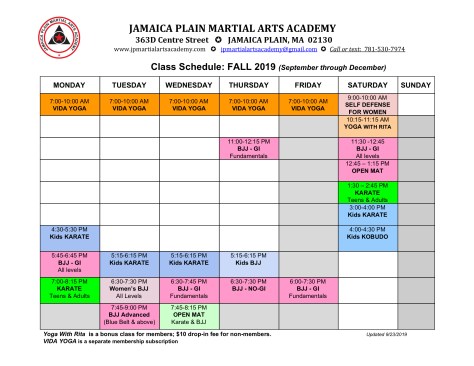 2019 Fall schedule V2
